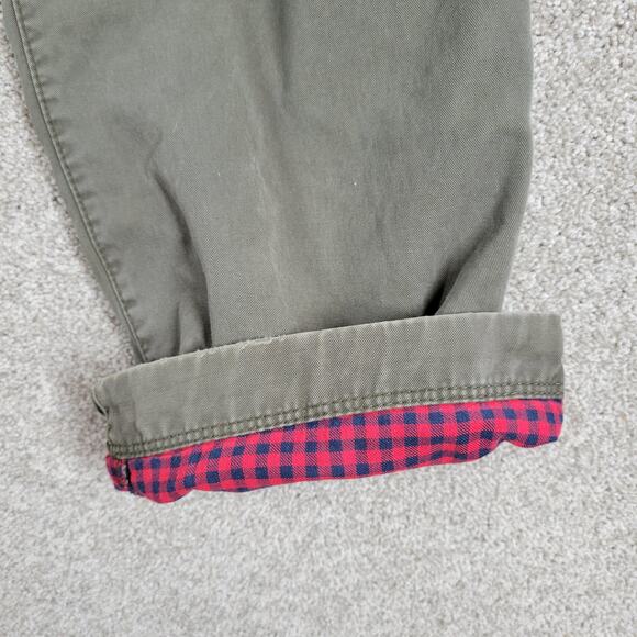 VTG Gap Flannel Lined Pants Mens 36x32 Green Khaki Tapered Leg Buffalo Check - Picture 7 of 16